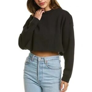 WeWoreWhat Black Cropped Boxy Pullover Sweatshirt Women's Large
